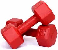 FitBox Sports 4kg Hexa PVC Dumbbells (2kg x 2) RED