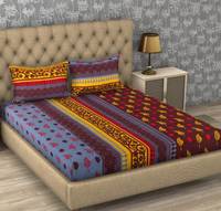 IWS 104 TC Cotton Double Printed Flat Bedsheet with Two Pillow Covers Rs.199