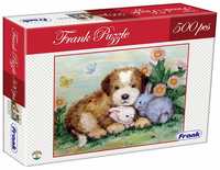 Frank Puppy and Rabbits - 500 Pieces Jigsaw Puzzle for Kids and for Adults – Fun and Challenging Having Realistic Illustrations – Educational Puzzle Games for Focus, Memory, Mental Boost