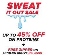 Guardian Sweat Sale - Up to 45% Off on Proteins + Free Zipper on Orders Above Rs.2999