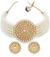 

Sukkhi Adorable Gold Plated Pearl Choker Necklace Set for Women