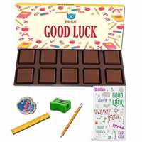 BOGATCHI Good Luck Chocolate Gift for Exams, 10pcs Dark Chocolate + Free Good Luck Card + Exam Kit for Kids