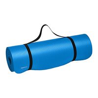 Amazon Basics 13mm Extra Thick NBR Yoga and Exercise Mat with Carrying Strap, Blue