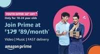 Amazon Prime Youth Offer Join Prime At 50% Off Only For 18 - 24 Years at Rs. 89 per month