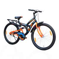Leader Xtreme MTB 26T IBC Mountain Bicycle/Bike Without Gear Single Speed with Rear Suspension for Men - Black/Fluro Orange Ideal for 10+ Years, Frame: 18 Inches