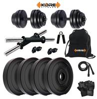 Kore 20 KG PVC-DM 4 (5kg X 4 Plates) Home Gym and Fitness Kit with Backpack and Gym Accessories