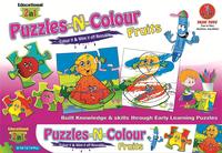 Educational Fruits Puzzle-N-Colour 2 in 1,Reusable Fun Activity for Kids, Colour It and Wipe It Off! (Fruits)