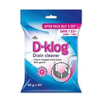 Pidilite D-Klog Drain Cleaner Powder (40g x 5N), Removes Clogs, Blockages in Washbasin, Septic Tank, Sinks, Pipes within 30 Minutes, Drain Xpert, No Manual Hassle Drainage block and Clog remover