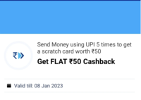Get Flat Rs.50 Cashback on doing 5 Send Money using Paytm UPI New offer