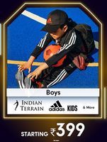 Adidas, Indian Terrain Boys Clothing starting from Rs.399