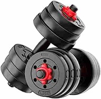 FitBox Sports Intruder 20 Kg Adjustable Dumbbells Weights With Dumbbells Rods For Home Gym & Strength Training, 10 Kg X 2 (Black)