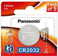 Panasonic CR-2032/5BE Lithium Coin Battery (Multicolor) - Pack of 5