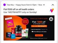 Flat Rs.200 Off on Min Rs.800 on 1mg (6-10 PM)