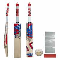 Bhajji Kashmiri Willow Cricket Bat T20 5.0 , Bhajji Match Ball White And Bat Care Kit Including Fibre Tape Along With Toe Guard