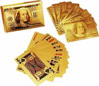FABULASTIC Gold Plated Waterproof Playing Cards with a Wooden Gift Box, Gold Plated Tash Card Set for Game Deck | Gift Poker | Table Cards with Razor Edges Magic Tricks Games (Golden)