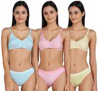 PIBU Women's Bra Panty Set [Pack of 3]