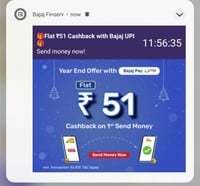 Bajaj finserv UPI offer- Flat Rs. 51 cashback on min Rs. 100