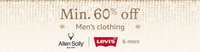 Min. 60 off Men's clothing Allen Solly Levis & more buy more extra 10 % off