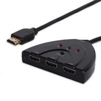 Microware 3 Port HDMI Switch Auto Smart Hub Box with 3 Input and 1 Output for HDTV to Multi Gadgets Such as Bluray Players, Game Consoles, Set top Box, Music System etc