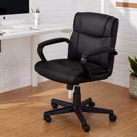 Amazon Basics Mid Back Office Chair (Black, Leather)