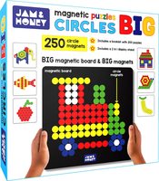Jam & Honey Magnetic Puzzles Circles Jumbo with 250 Big Magnets, Big Magnetic Board, 200 Design Booklet, 2 in 1 Display