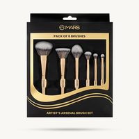 MARS Artist's Arsenal Make-up Brushes Set, Pack of 6 Face & Eye Brush Kit, Golden