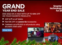 Lenovo Grand Year End Sale - Up to 68% OFF on your favorite products & Cashback up to Rs.5000 using any bank Credit cards