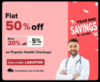 TataNeu x 1mg-Lab-Tests [Year-End-Savings]: Flat 50% off + Additional 10-20% discount coupon + 5% NeuCoins