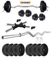 Kore PVC 16 kg Home Gym Set with One 3 ft Curl Rod and One Pair Dumbbell Rods