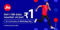 (Unlimited Trick Updated) Get Jio 1gb data for Rs 1 (pay via whatsapp pay)