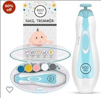 BİDO Baby Nail Trimmer File Electric-Safe Baby Nail Clippers,Manicure Kit for Newborn Toddler and Kids,12 Grinding Heads and LED Light, Pink or Blue (Blue)