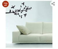  Asian Paints Wall-Ons, Branch with 6 Birds Decal, PVC Vinyl Decorative Wall Sticker for Hall, Living & Bedrooms, DIY Removable Peel and Stick, Covers H 1 ft x W 2.5 ft', Black, Home Décor