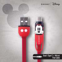 Marvel & Disney Dual Cable Micro USB & Type C charge & sync Flat cable design 2.4A Output