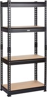 Amazon Brand - Solimo - Adjustable 4-Shelf Unit Display Storage Rack, Black