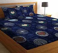 PRIDHI Pure Cotton Feel Geometric King Size Double Bedsheet with 2 Pillow Covers for Bedroom(Design 66) 