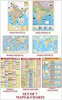 (Set of 7) India & World Map ( Both Political & Physical ) with Constitution of India Chart , History & Geography of India chart | Combo Of 7 | Best Useful For Preparation Of UPSC, SSC, IES, RRB and other Exams
