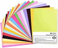 OFIXO Pack of 50 Sheets (10 Color*5 Sheets) A4 Color Paper for Art and Craft/Printing Purpose Multi Color Paper Plain A4 Craft Paper (Set of 1, Multicolor)