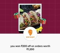 Season's JACKPOT [CRED×SWIGGY]: Win Flat ₹200 off on ₹1200 or More/ Win Meals worth ₹5000