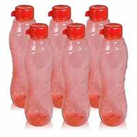 WONDER Plastic Slim Premium Fridge Bottle Set,6 Bottles,1000 ml, Red Color