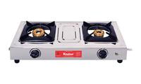 Khaitan 2 Burner Gas Stove Classic Stainless Steel Manual Ignition LPG Gas Stove with 1 year Warranty & Brass Burner (ISI Approved)