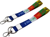  (Pack of 2) WristID™ Tibetan Ladakh Prayer Words OM Keychain Lanyard Badge Holder Multicolor 7 inch