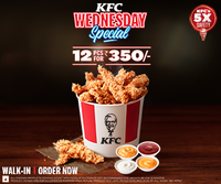 KFC - Get 12 PCS for Rs.350 Only. Walk in & order this Wednesday.