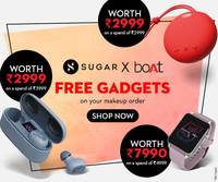 Sugar X boAt Free Gadgets Worth Rs.7990 on Your Makeup orders Rs.4999 & More Orders