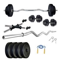 Protoner Home Gym 12 kgs, 3 kg x 4 Plates, 1 x 3 feet bar,2 x Dumbbell rods and Skipping Rope 