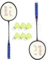 Single Shaft Badminton 2 Piece With 6 Nylon Shuttle Badminton Kit
