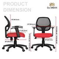 Da URBAN® Airex Mid-Back Revolving Mesh Ergonomic Chair for Home & Office with Tilt Lock Mechanism, Armrest & High Comfort Seating (Red)