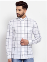 Myntra : Men White Windowpane Checks Opaque Checked Casual Shirt at ₹449