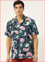 Myntra : Hancock Men Navy Blue Printed Casual Shirt at ₹344