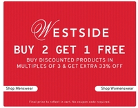 TataCLiQ : Buy 2 Get 1 Free Westside Clothing 