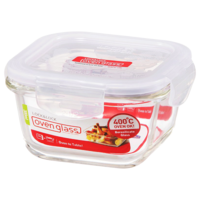 Lock & Lock Ovenglass 300 ml Square Glass Storage Container (Oven Safe, LLG205, Transparent)